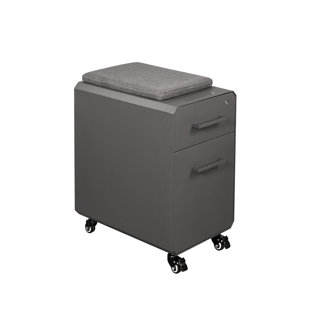File Cabinet With Seat Wayfair Slim Storage Seat Rolling Cushion Top 3 Drawer Mobile Vertical Filing Cabinet