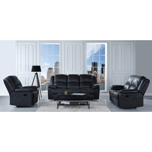 Bramhall Oversize and Overstuffed Recliner 3 Piece Living Room Set by Winston Porter
