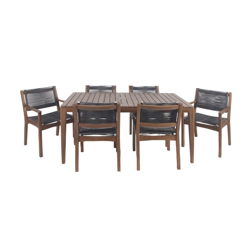 Bungalow Rose North La Junta Rustic Teak 7 Piece Solid Wood Dining Bungalow Rose North La Junta Rustic Teak 7 Piece Solid Wood Dining Set Wayfair