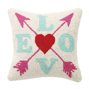 Crossed Arrow Love Valentine's Hook Wool Throw Pillow