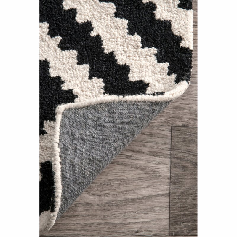 Mercury Row Obadiah Hand-Tufted Wool Black Area Rug & Reviews | Wayfair