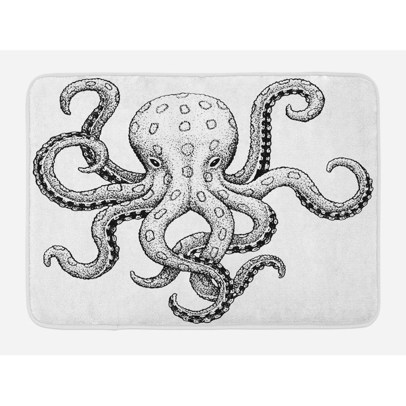 East Urban Home Sketch Octopus Bath Rug Wayfair Sketch Octopus Bath Rug