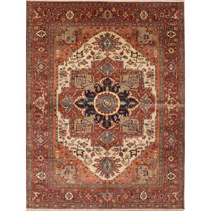 One-of-a-Kind Jules-Sultane Hand-Knotted Cream/Dark Copper Area Rug