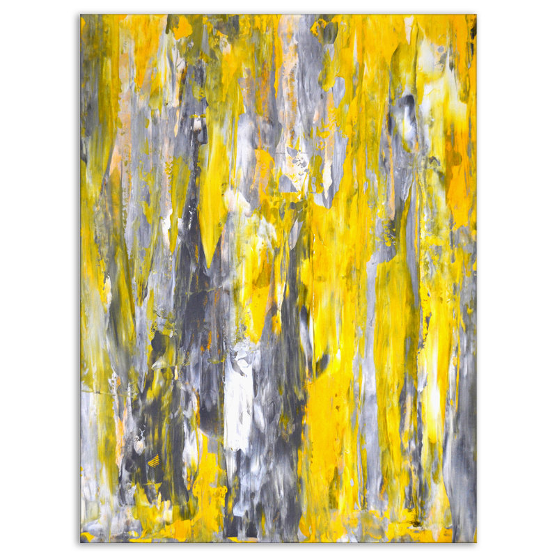 Designart Abstract Gray And Yellow Painting Reviews Abstract Gray And Yellow Painting