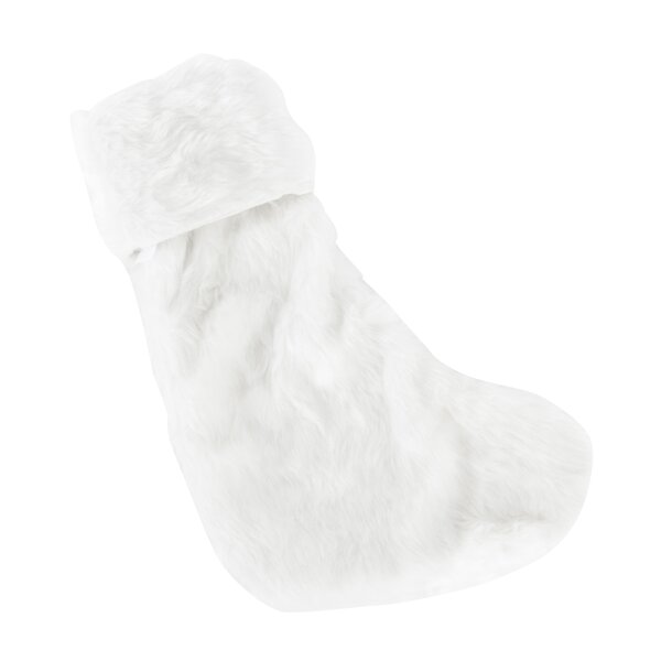 Saro Noël Blanc Faux Fur Design White Holiday Christmas Stocking ...