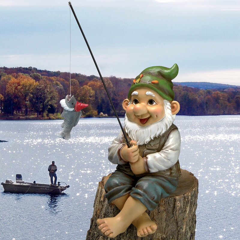 Design Toscano Ziggy the Fishing Gnome Garden Statue ...