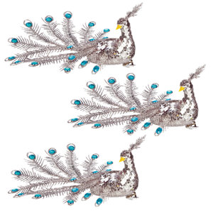 Gem Peacock 3 Piece Hanging Figurine Set