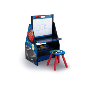 Disney Pixar Cars 20” Art Desk with Stool and Toy Organizer by Delta Children