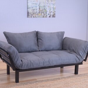 Everett Black Convertible Lounger Futon and Mattress