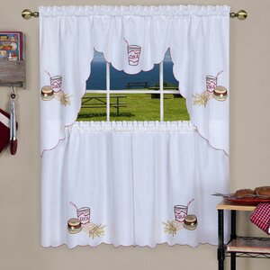Emsley Fast Food Embellished Tier and Swag Kitchen Curtain Set