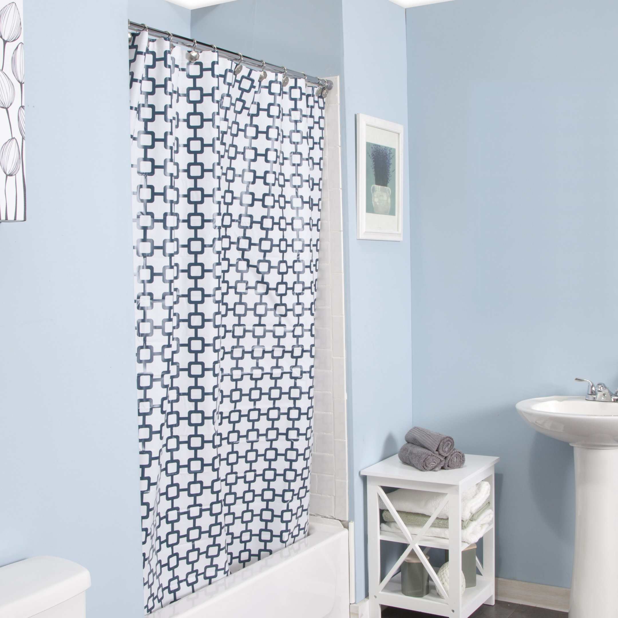Kenney Weight Mildew Resistant Decorative Vinyl Shower Curtain