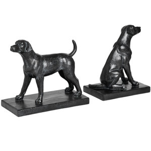 2-tlg. Buchstütze Standing and Seated Dog von H..