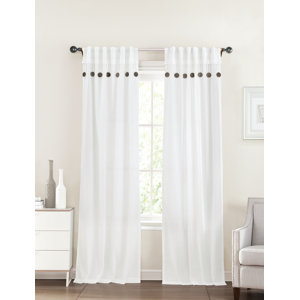 Naved Button Linen Solid Room Darkening Rod Pocket Curtain Panels (Set of 2)