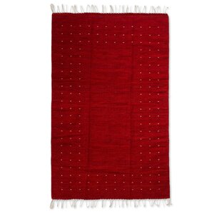Hand-Woven Red Area Rug