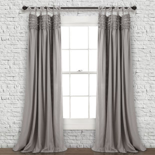 Grey Ruffle Curtains Wayfair Aloysia Ruffle Pair Solid Tab Top Curtain Panels Set Of 2
