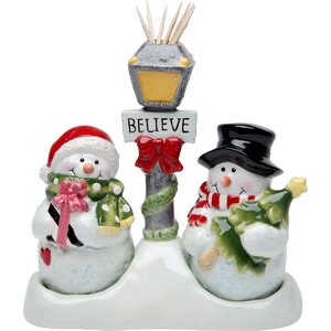 Snowman Salt and Pepper Set Toothpick Holder