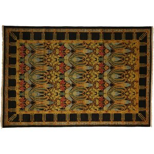 One-of-a-Kind Arts and Crafts Hand-Knotted Yellow Area Rug