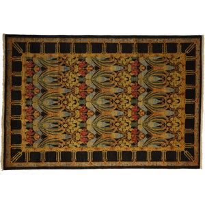 One-of-a-Kind Arts and Crafts Hand-Knotted Yellow Area Rug