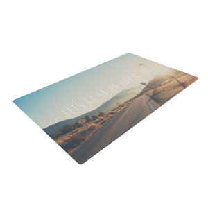 Laura Evans Let's Go on an Adventure Brown/Blue Area Rug