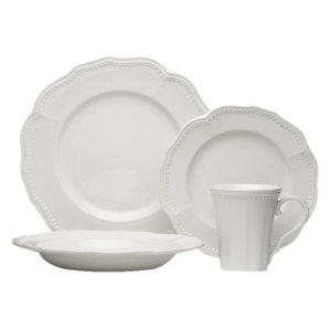Classic White 16 Piece Dinnerware Set, Service for 4