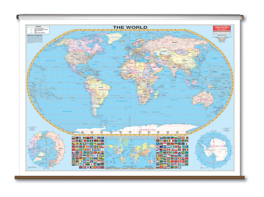 Universal Map Large Scale Wall Map - World & Reviews  Wayfair