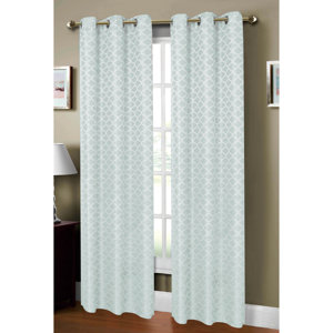 Sonata Geometric Sheer Grommet Curtain Panels (Set of 2)