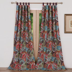 Tivoli Paisley Sheer Tab Top Curtain Panels (Set of 2)
