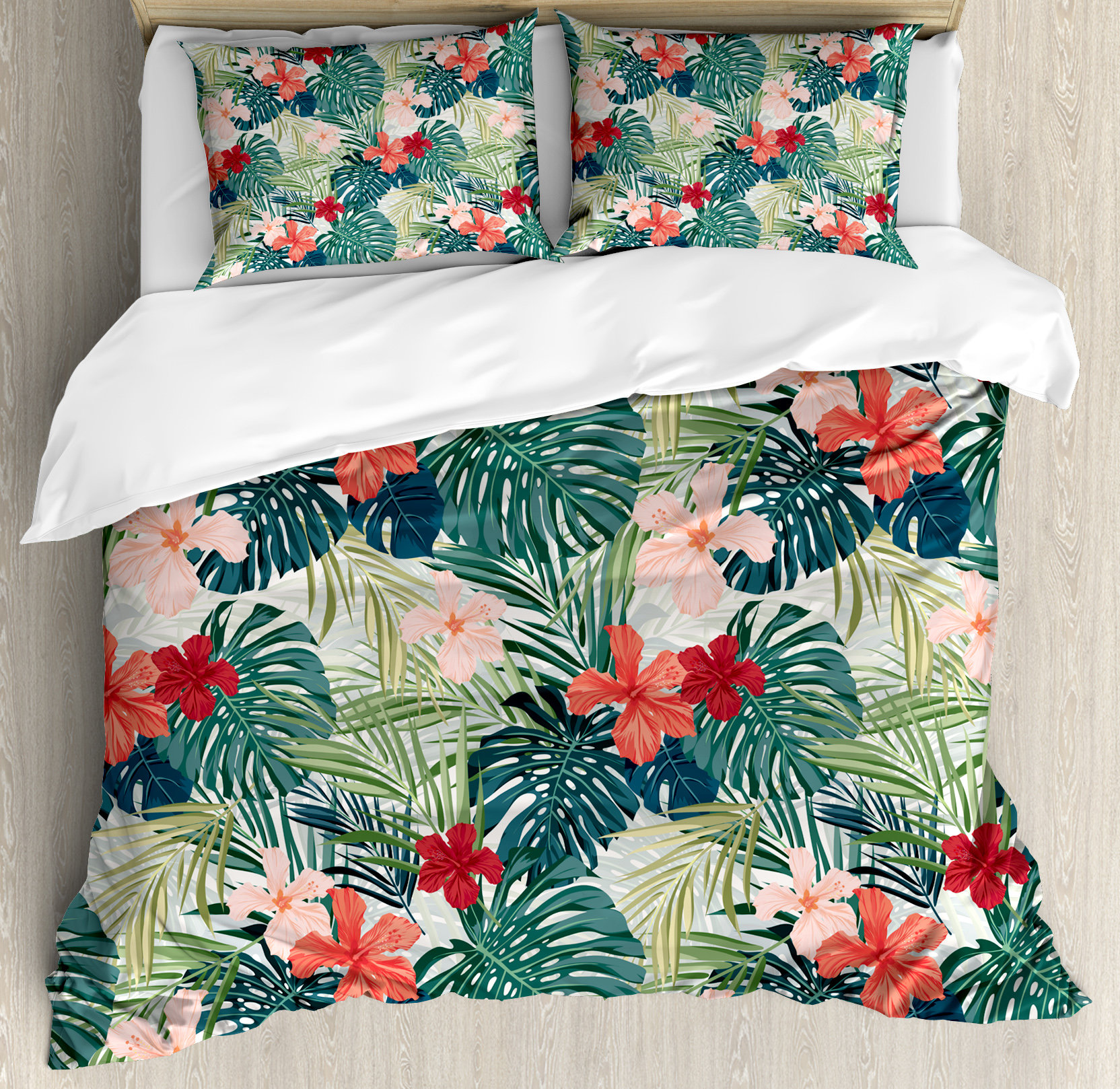 Ambesonne Leaf Summer Beach Holiday Themed Hibiscus