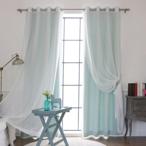 Ravenwood Striped Sheer Thermal Grommet Curtain Panels (Set of 4)