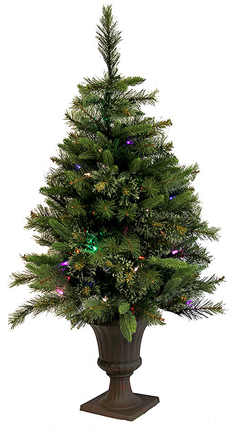 Vickerman 35 Mixed Pine Cashmere Potted Artificial Christmas Tree With LED Multi Light Vickerman 35 Mixed Pine Cashmere Potted Artificial Christmas Tree With LED Multi Light