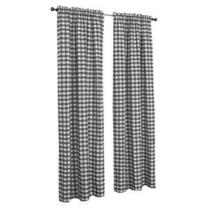 Haylee Plaid & Check Sheer Rod Pocket Single Curtain Panel