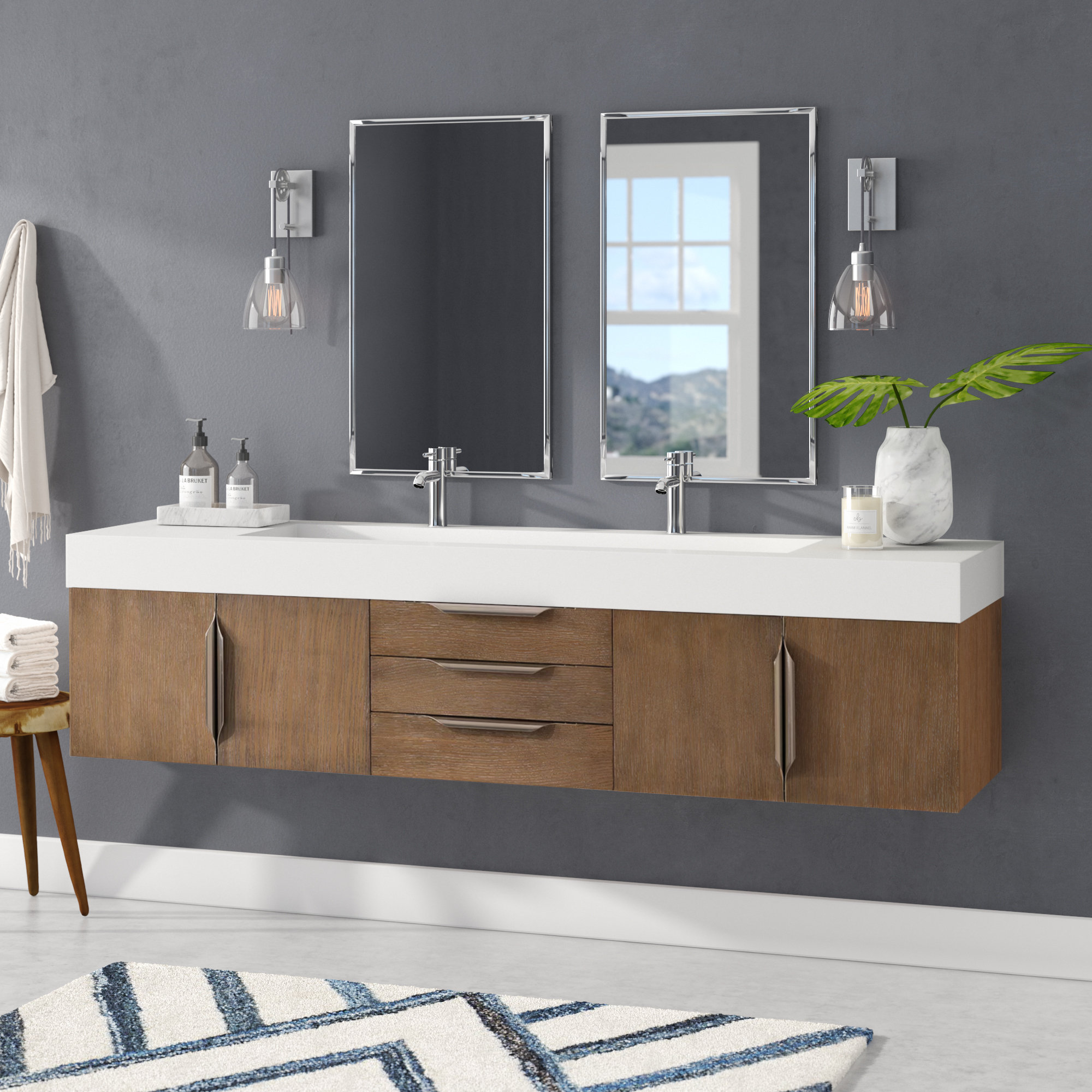 Brayden Studio Hukill 72 Wall Mounted Double Bathroom Vanity Set Brayden Studio Hukill 72 Wall Mounted Double Bathroom Vanity Set Reviews Wayfair