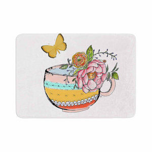 Jennifer Rizzo Tea Cup Vase Vintage Memory Foam Bath Rug