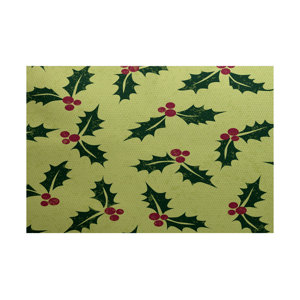 All Over Holly Floral Print Green Indoor/Outdoor Holiday Area Rug
