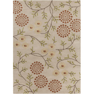 Boise Hand Tufted Rectangle Contemporary Cream/Orange Area Rug