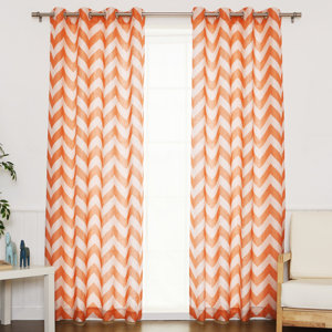 Morgana Chevron Semi-Sheer Thermal Grommet Curtain Panels (Set of 2)