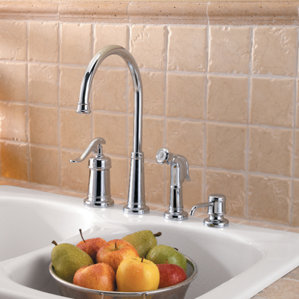Pfister Ashfield Single Handle Deck Mounted Bar Faucet with Side Spray and Soap Dispenser