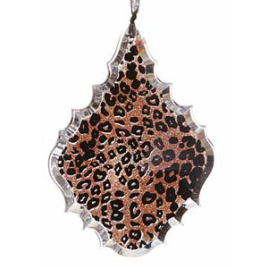 Diva Safari Glittered Leopard Print Teardrop Prism Christmas Ornament