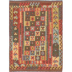 Hereke Hand-Woven Red/Gold Area Rug