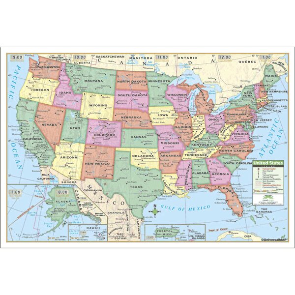 Universal Map Rolled Map - Laminated & Reviews | Wayfair