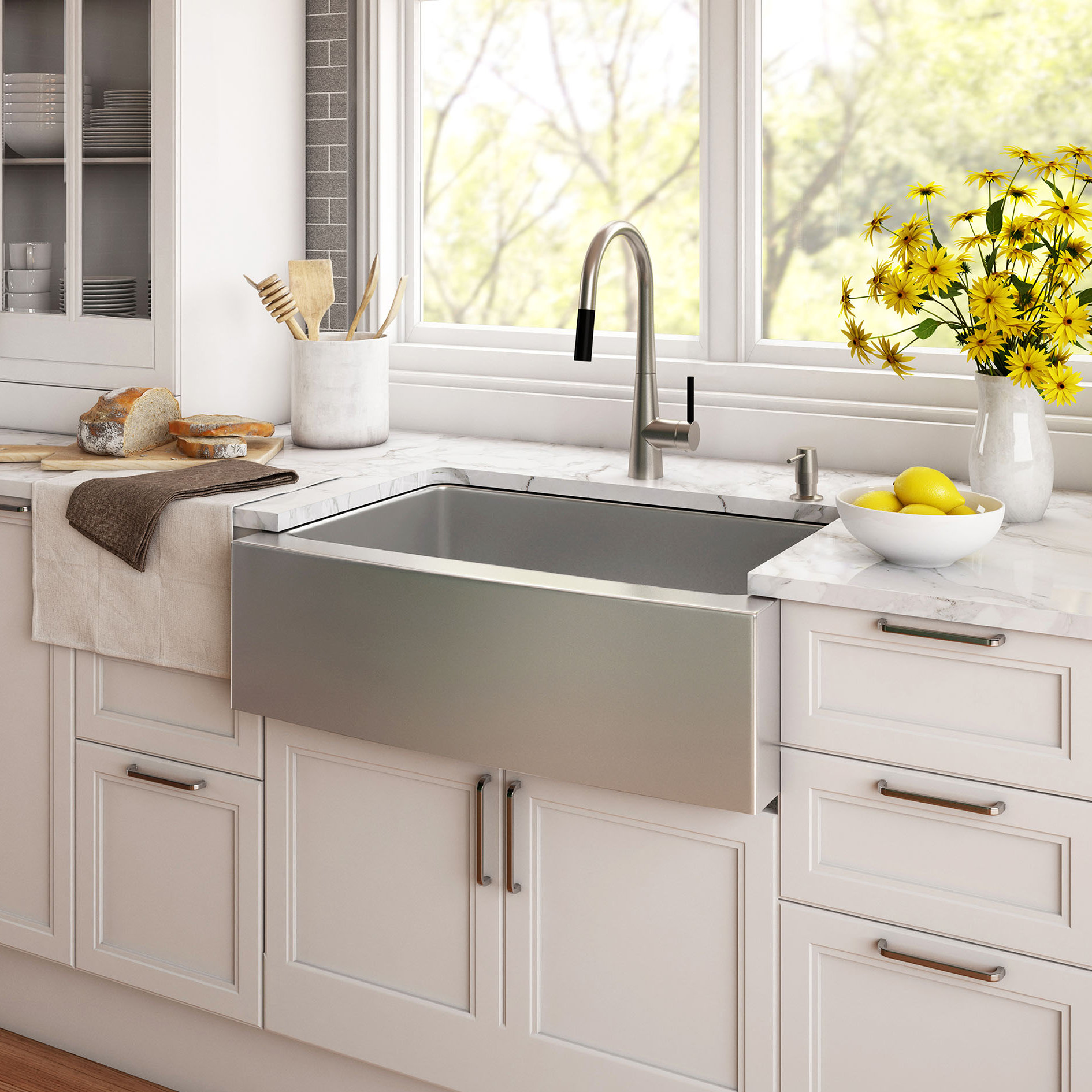 Kraus Stainless Steel 29.75" x 20" Farmhouse Kitchen Sink ...