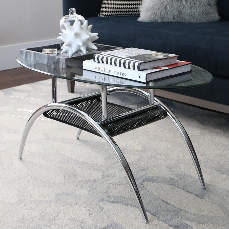 zipcode design yvette glass oval coffee table & reviews | wayfair zipcode design yvette glass oval coffee table & reviews | wayfair