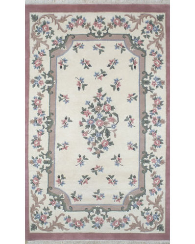 French Country Aubusson Ivory Rose Fl Area Rug