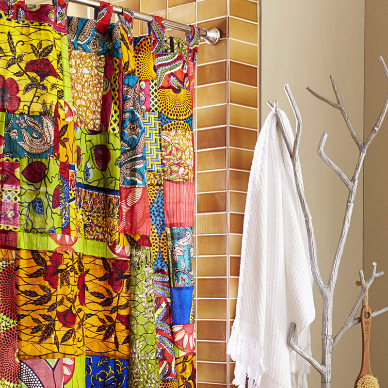 VivaTerra Fabric African Print Patchwork Shower Curtain & Reviews
