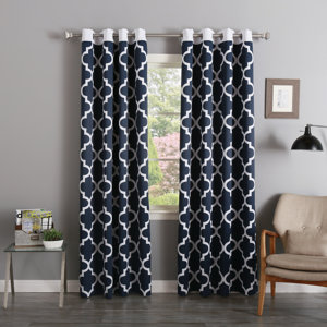 Lakeview Geometric Room Darkening Grommet Curtain Panels (Set of 2)