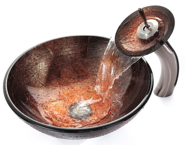 copper glass circular vessel bathroom sink