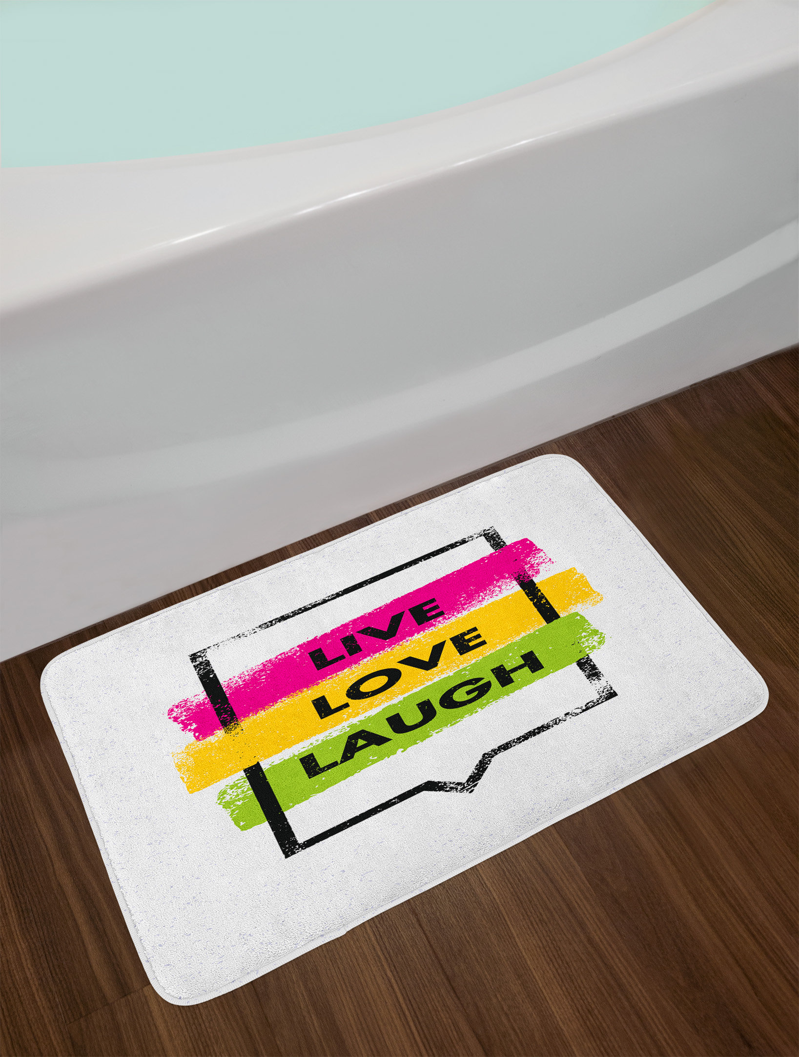 East Urban Home Ambesonne Live Laugh Love Bath Mat by, Colorful Grunge