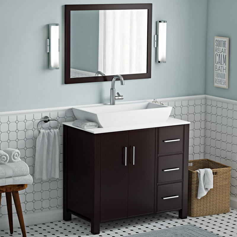 Laude Run Gainesville 36 Single Free Standing Bathroom Vanity Gainesville 36 Single Free Standing Bathroom Vanity Set With Mirror