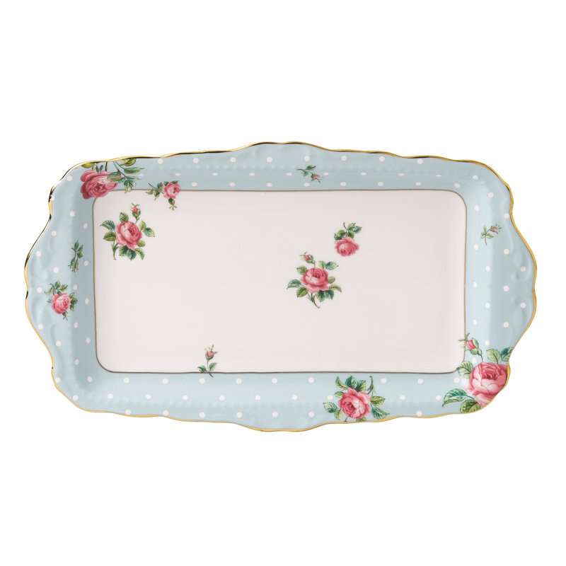 Royal Albert Polka Blue Vintage Formal Rectangular Serving Tray