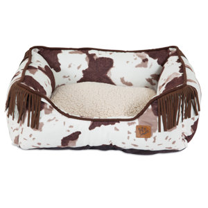 Lambswool Corner Fringe Printed Lounger Bolster Dog Bed